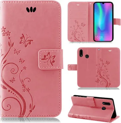 Produktbild von Handytasche für Huawei P Smart 2019 / Honor 10 Lite in Blumen Flip Cover Buchhülle, Rosa