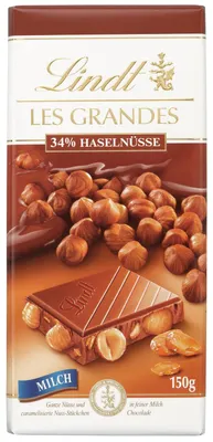 Produktbild von Lindt Les Grandes 34% Haselnüsse Vollmilch Tafel 150g