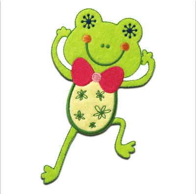 Produktbild von Frosch - Aufnäher, Bügelbild, Aufbügler, Applikationen, Patches, Flicken, Zum Aufbügeln, Größe: 12,3 x 7,3 cm