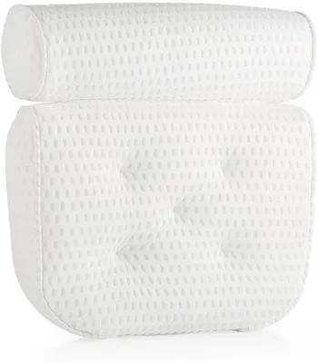 Produktbild von Badewannenkissen Weißmit Saugnäpfen, Badekissen  als Badewannenkissen Nacken & Nackenkissen Badewanne, Badekissen für Badewanne, Badewannen Kissen & Duschkissen Badewanne
