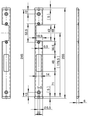 Obrázok produktu pre WILKA úderník v tvare U, zámok a západka, pravý, 245 x 24 x 6 mm, nerezová oceľ