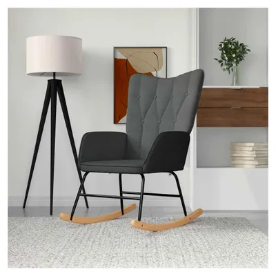 Produktbild von Schaukelstuhl Dunkelgrau - Sessel mit Stoffbezug und Stahlrahmen, 61x78x98 cm für das Wohnzimmer