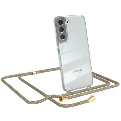 Produktbild von EAZY CASE Handykette kompatibel mit Samsung Galaxy S22 5G, Handyhülle mit Umhängeband, Handykordel, Schutzhülle Clear, Band in Bunt