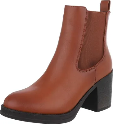 Produktbild von Ital-Design Damen Stiefeletten Chelsea Boots Leicht gefüttert Textiloptik, Lederoptik High-Heel Stiefeletten 90482621 Camel Gr.  40