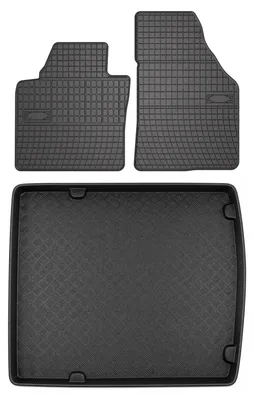 Productafbeelding van Rubberen automatten + kofferbakmat voor Volkswagen Caddy III 2K 2004-2010 – 3-delig, zwart, op maat – Wielganizator SolidPRO