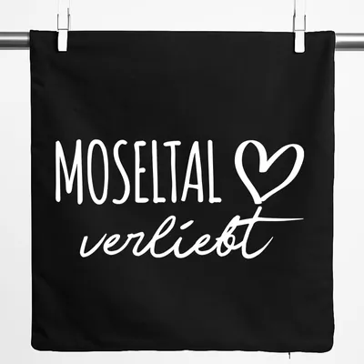 Produktbild von Huuraa Kissenbezug Moseltal verliebt 40x40cm Black Baumwolle Dekokissenbezug Geschenkidee
