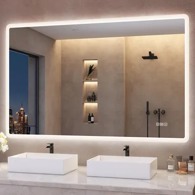 LED-Badspiegel 120x70 cm, Bluetooth, Anti-Beschlag, 3 Farben, dimmbar