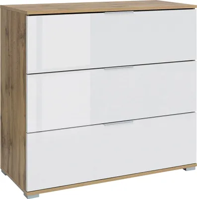 Produktbild von Kommode Selma mit 3 Schubladen, Weiß und Holzoptik, 95cm