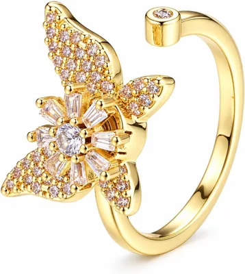 Imagen del producto de Anillo giratorio antiesfuerzo, diseño "Madeliefje", en dorado/plateado, para mujer