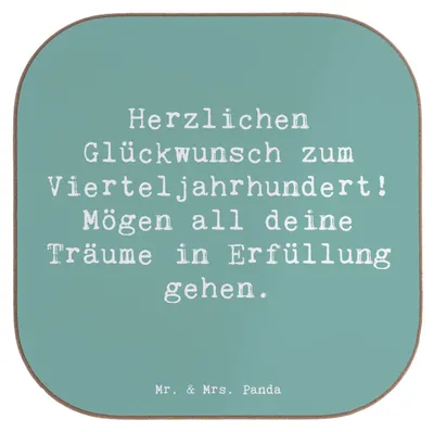 Produktbild von Mr. & Mrs. Panda Untersetzer für Gläser Spruch 25. Geburtstag Freude - Meeresbrise - Geschenk, Tassen, Tassenuntersetzer, Getränkeuntersetzer, Feier, Glas, Wertschätzung