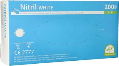 Obrázok produktu pre Medi Inn nitrilové biele mäkké jednorazové rukavice bez púdru veľkosť L 100 kusov