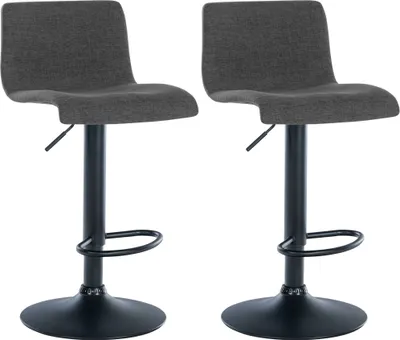 Produktbild von CLP 2er Set Barhocker Branford höhenverstellbar und 360 drehbar dunkelgrau Material Stoff