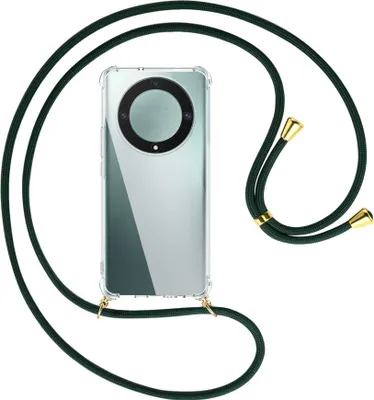 Produktbild von Handykette Backcover-Schutzhülle mit Band (Metall goldfarben) für Honor Magic 5 Lite / X9a (6.67'') - dunkelgrün