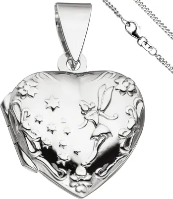 Produktbild von Medaillon & Halskette für 2 Fotos Herz believe Amulett Anhänger 925 Silber 42cm