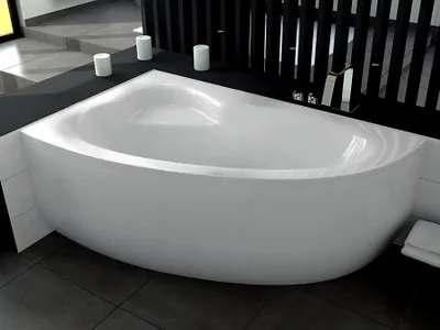 Produktbild von Badewanne NATALIA 150x100 mit Füßen , mit Siphon und Schürze linke