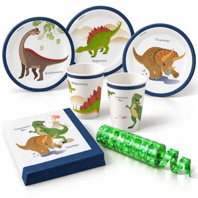 Produktbild von Dinosaurier Partyset Kindergeburtstag Party Deko Einweggeschirr