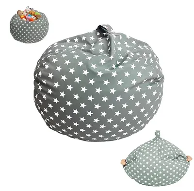 Sitzsack mit Aufbewahrung, graue Sterne, 61 cm, ohne Füllung