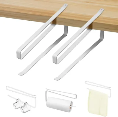 Immagine prodotto di Portarotolo da cucina - Porta carta - Organizzazione per la cucina - Senza foratura - 30 cm - Bianco