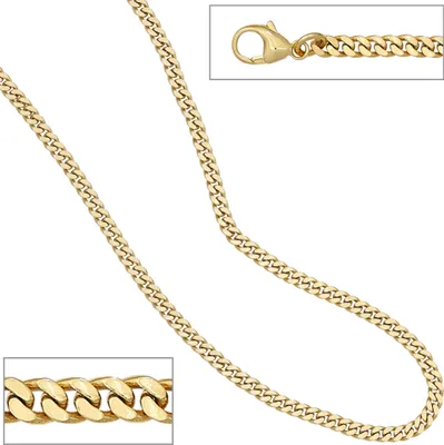 Produktbild von JOBO Panzerkette 333 Gelbgold massiv 50 cm Gold Kette Halskette Karabiner