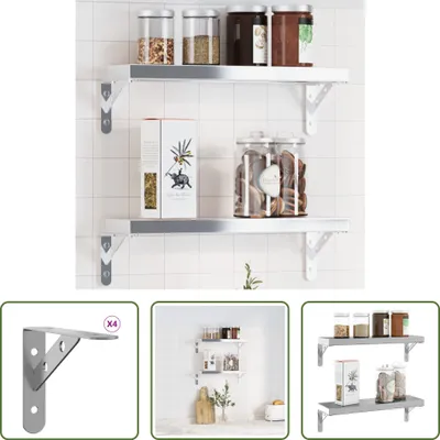 Produktbild von The Living Store Regalträger 4 Stk. 15x2,5x11,5 cm Silbern Edelstahl