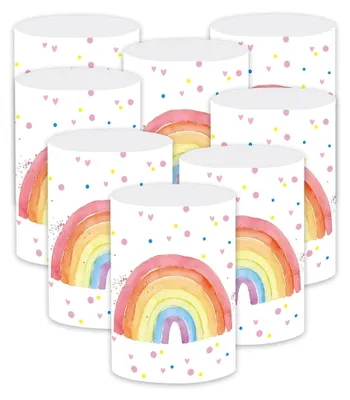Produktbild von 8 Stück Windlicht Tischdekoration Regenbogen für Mädchen, Schön Dass Du Da Bist Geburtstagsdekoration