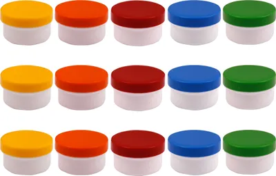 Produktbild von 15 Salbendöschen 6ml mit farbigen Deckeln - hergestellt in Deutschland