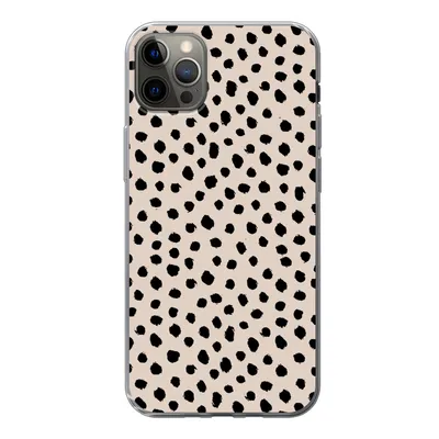 Obrázok produktu pre Kryt mobilného telefónu pre Apple iPhone 12 Pro Max Bodky - Čierna - béžová Silikónové mäkké puzdro