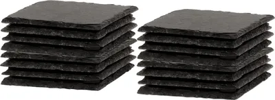 Schiefer-Untersetzer Set 16 teilig 10x10 cm : 16 Stück