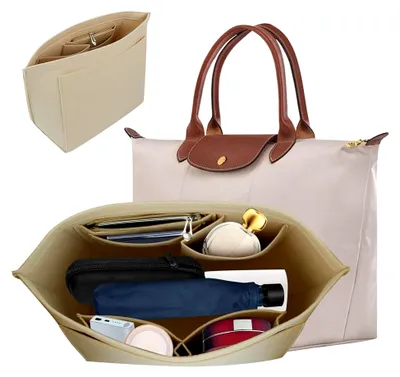 Produktbild von Organizer für Longchamp Tasche, Damen Filz Handtaschenorganizer, Multifunktionaler Tascheneinsatz (Beige)