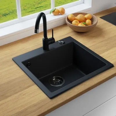 Produktbild von Rein Schwarz LINDBERGH® Granit Spüle "COL44" Einbauspüle Küchenspüle Spülbecken