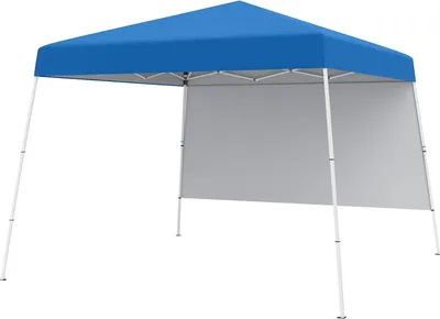 Produktbild von GOPLUS Pop-up Pavillon 3 x 3 m, Faltpavillon mit 1 Seitenwand, Sonnenschutz, 4 Erdnägel, Tragetasche, faltbarer Gartenpavillon für Party (Blau)