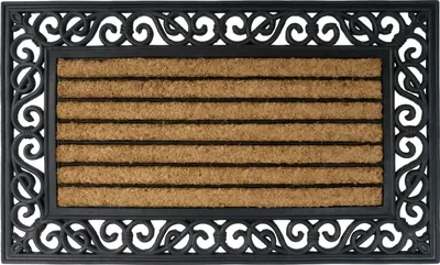 Image de Tapis en caoutchouc en relief avec garniture en coco 75x45cm Tapis de porte Paillasson