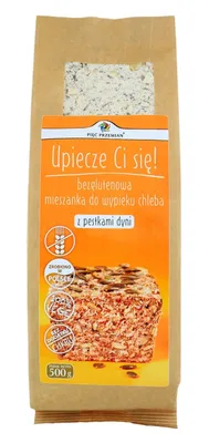 Zdjęcie produktu dla MIESZANKA DO WYPIEKU CHLEBA Z PESTKAMI DYNI BEZ DODATKU CUKRÓW BEZGLUTENOWA 500 g - PIĘĆ PRZEMIAN
