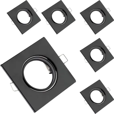 Obrázok produktu pre LUMILED 6x zapustené bodové svietidlá otočné ploché body pre LED alebo halogénové zapustené svietidlá zapustený rám hranatý oceľový zapustený bodové svietidlo čierne