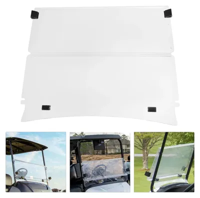 Immagine prodotto di Parabrezza per golf car, progettato per i modelli EZGO TXT, realizzato in resistente acrilico, trasparente