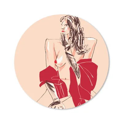 Produktbild von MuchoWow® Mauspad Mousepad Frau - Porträt - Pastell - Rot 20x20 cm - Mousepads - Maus Mat - Pad - Mausunterlage - Schreibtischmatte