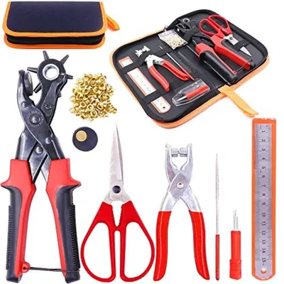 Produktbild von PromoHome® Professionelle Lochzangen-Set für Lederarbeiten und Accessoires, 6 Lochgrößen, Schwarz