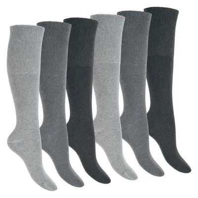Produktbild von Footstar Damen & Herren Gesundheits Kniestrümpfe (6 Paar) Nahtfreie Diabetiker Strümpfe - Classic Grey 43-46