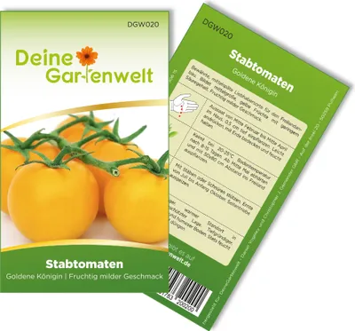 Produktbild von Stabtomaten Goldene Königin Samen - Solanum lycopersicum - Tomatensamen - Gemüsesamen - Saatgut für 20 Pflanzen