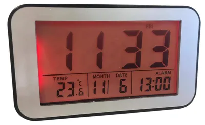 LCD-Wekker, schwarz, 12 x 7 x 5 cm, Kunststoff, Digitalanzeige