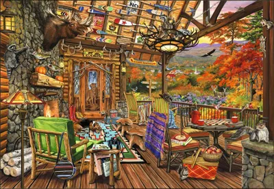 Productafbeelding van Bluebird Puzzle, Puzzel van de Adirondack veranda - 1000 stukjes