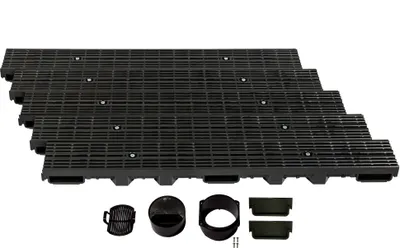 Produktbild von Entwässerungsrinne Höhe 60mm Kunststoff 5m, Längsstabrost, Schwarz