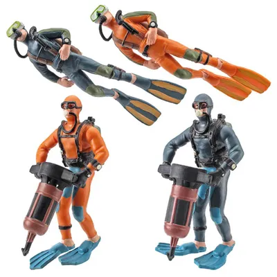 Zdjęcie produktu dla 4 figurki mini nurków, symulacja modelu, figurka podwodnego nurka przygodowego, zestaw do odgrywania scenek, dekoracja stołu