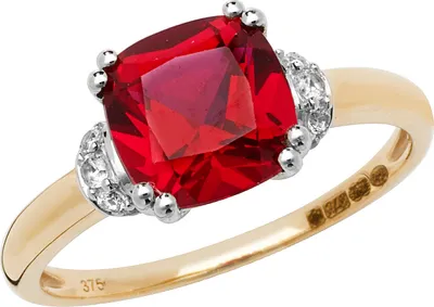Produktbild von Wunderschöner 9 Karat (375) Gold Damen - Solitärring mit Rubin (synth.), Saphir (synth.), 54 (17.2); TRS20582RSN