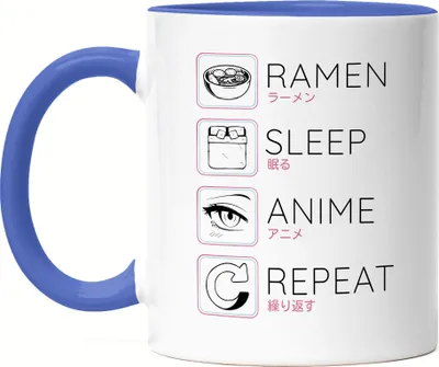 Produktbild von Ramen Sleep Anime Repeat Tasse Blau Japan Manga Otaku Baka Geschenkidee