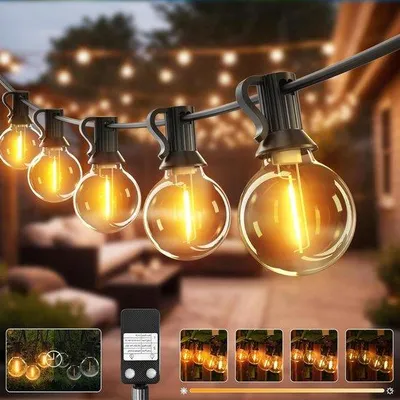 Obrázek produktu pro Stmívatelný venkovní světelný řetěz s časovačem a voděodolností – 10m LED světelný řetěz do zahrady, na terasu, na svatby a oslavy (teplá bílá)