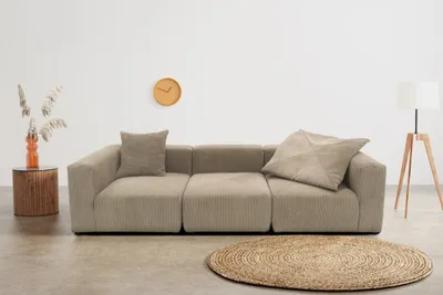 Produktbild von DOMO Collection Sofa 800011, 3 Sitzer, Rechteckig, individuell kombinierbar, Cord 3er, modular, Couchgarnitur, 301 x 108 x 69 (BxTxH), schlamm