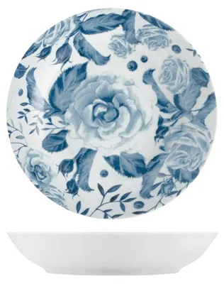 Produktbild von H&H 6er Set Porzellan Teller Blaue Rosen 20 cm tief