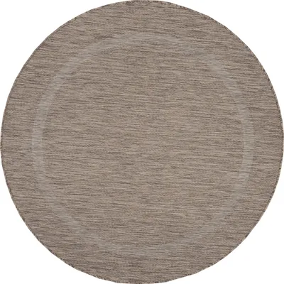 Obrázek produktu pro Venkovní koberec, odolný povětrnostním vlivům, kruhový, hnědý, rozměry 200x200 cm, vhodný pro kempování, zahradu nebo použití v interiéru, jednobarevný