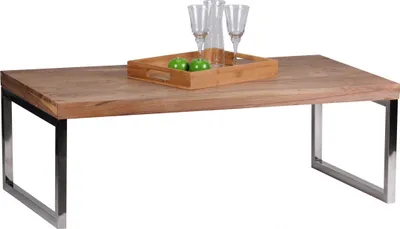 Produktbild von Stolek konferenční stolek z masivního akátu 120 cm široký jídelní stůl design tmavě hnědý stůl ve venkovském stylu | Wohnling